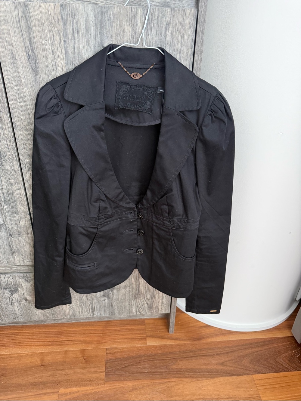 Guess Black Women's Tailored Puff-Sleeve Blazer